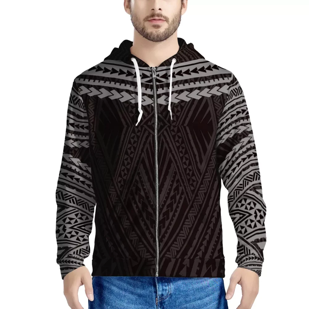 zipper casual hooded sweatshirt