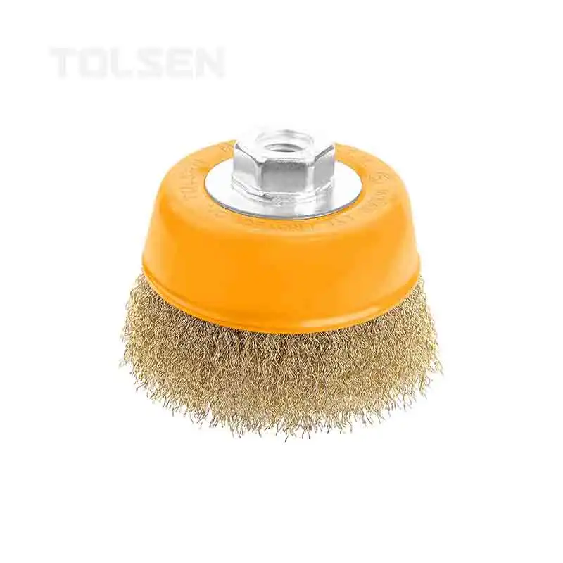 TOLSEN 77581 Steel Cup Crimped Wire Brush With Nut