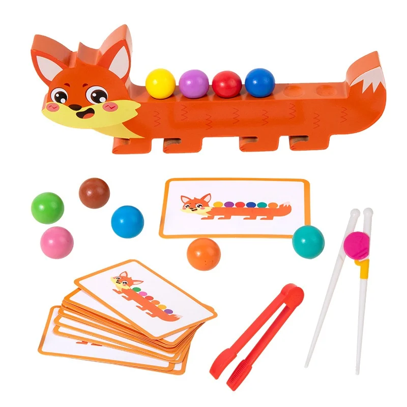 CPC CE Holz Feinmotorik-Training & Frühförderung Farbabstimmungs-Puzzle Holzklammer-Perlen Spielzeug für Kinder EN71 zertifiziert