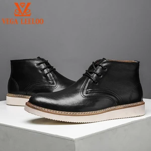 Brand Men Hand Made Genuine Leather  Ankle Boots Motor  BOOTS Factory Wholesale  Leather Tooling Boots