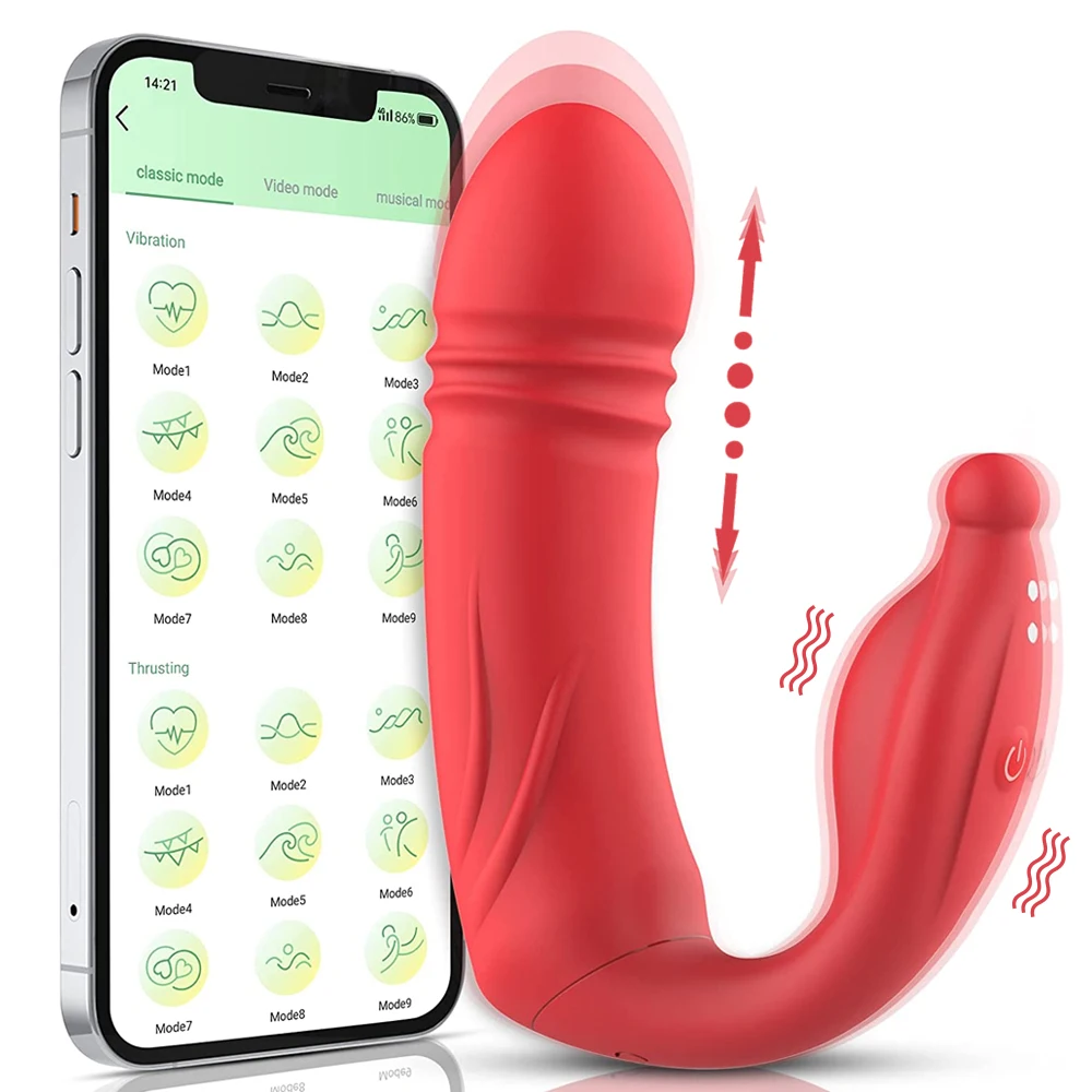 Tragbarer APP-gesteuerter Stoß-Dildo Vibrator Sexspielzeug für Frauen  Paar-Vergnügen G-Punkt Klitoris-Stimulator Vibration