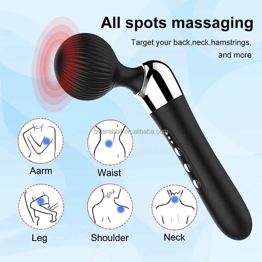 BlueRabbit Powerful Big Head Rechargeable Personal Massagers Wholesale Wand Massagers Body Muscle Relaxation Wand Vibrators