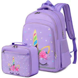 New Customize Unicorn Kids Backpack Set Polyester Primary School Bags
