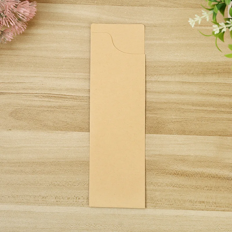 Custom Logo Printed Biodegradable Kraft Paper Knife Sleeves for Business Envelope Use-Chopstick Packing Sleeve