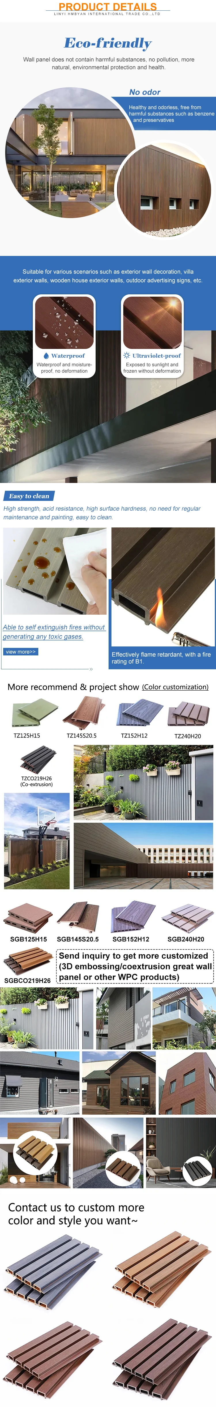 Outdoor Partition Wpc Wall Board Cladding Fluted Decorative Exterior ...