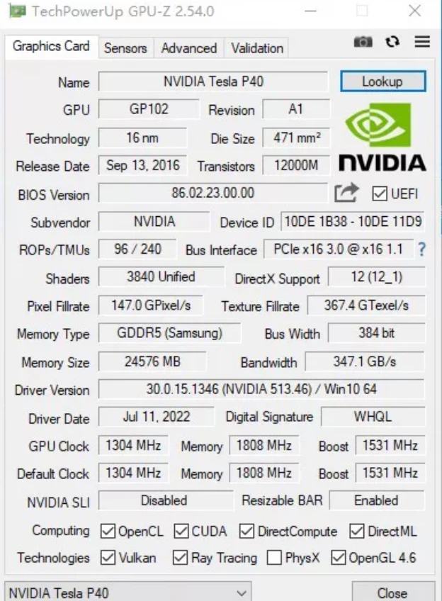 TESLA P40 24GB GPU - High Performance Graphic Card