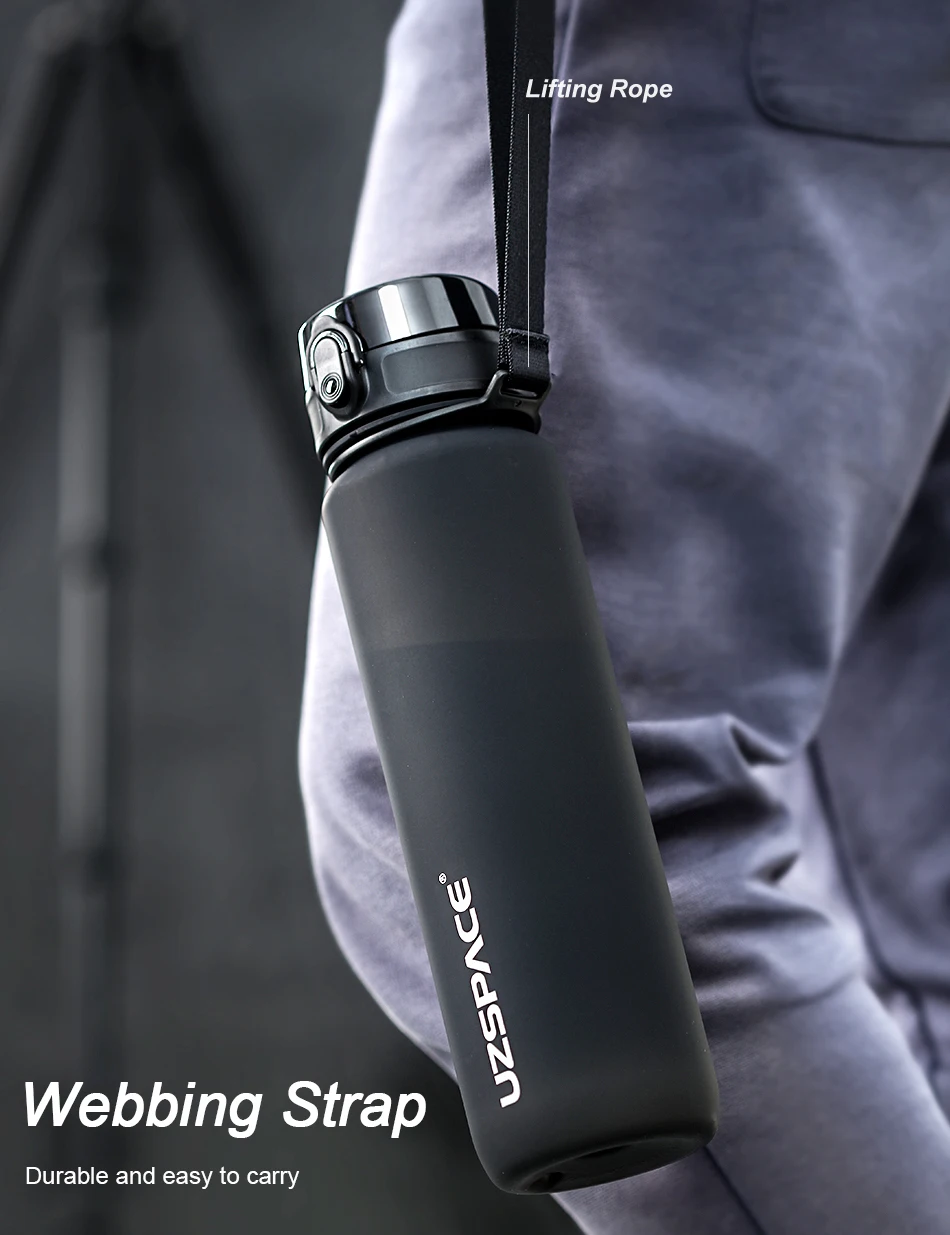 Uzspace Tritan Water Bottle With Time Marker And Wide Mouth For Outdoor ...