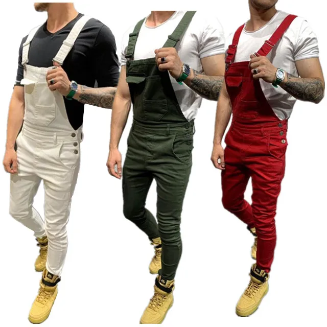 Black Overalls Men Jeans 