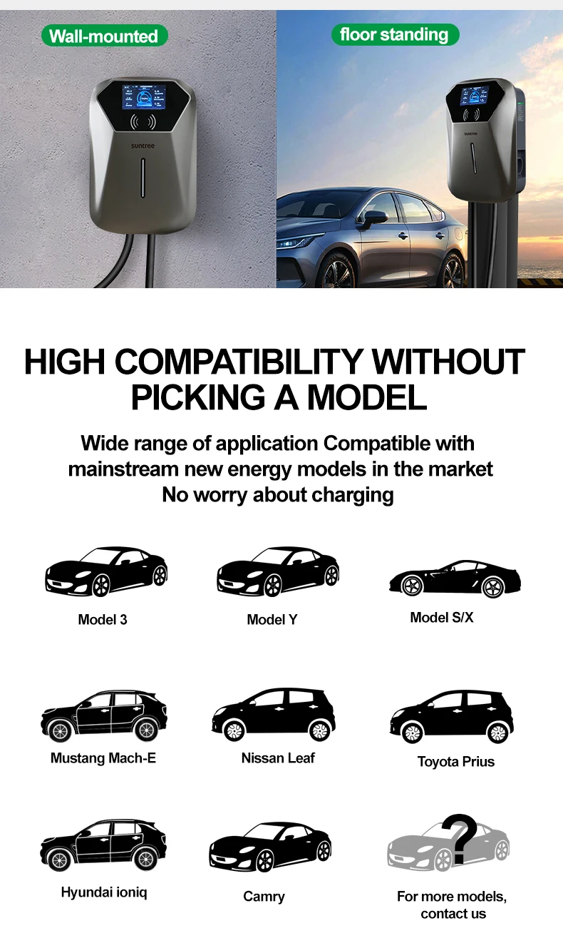 Ip55 Type 2 7kw 32a Ev Charging Station Wallbox Eu Electric Vehicle Ac