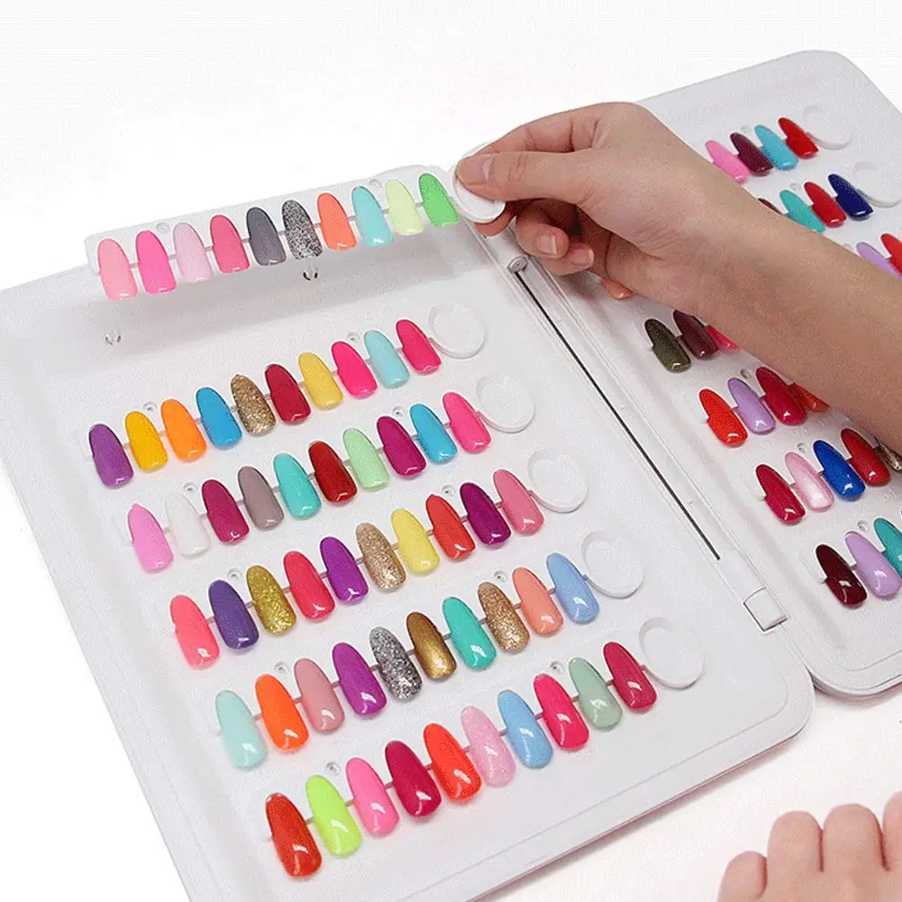 Plastic Nail Art Practice swatch Book False Tips Gel Polish Color Sample Album 120 Colour Display Chart for Nails