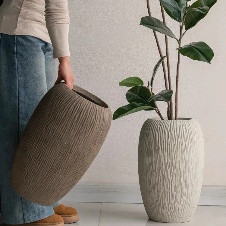 Nordic Style Home Decoration Fiber Clay Pots Custom Indoor Outdoor Decor Ceramic Floor Vases for Flower