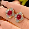 Red corundum earrings