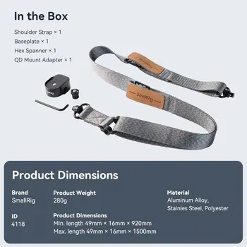 SmallRig RS3 RS2 Weight-Reducing Shoulder Strap Compatible with Sling Handle for Gimbal Belt with QD Quick Release Buckles product image