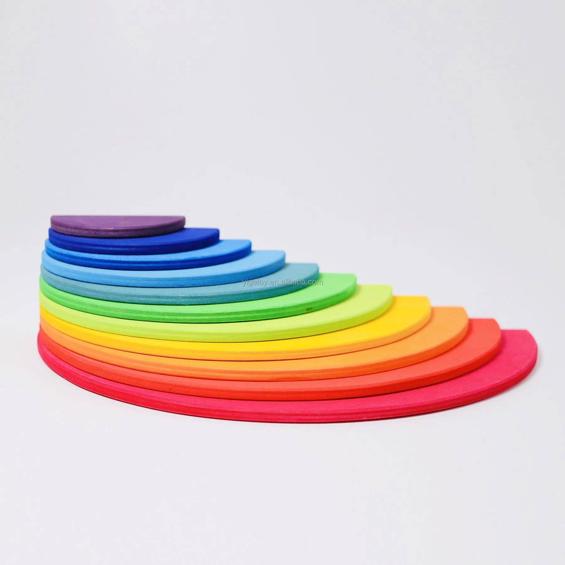 Grimms Rainbow Stacker Wood Building Blocks Set For Kids 11pcs