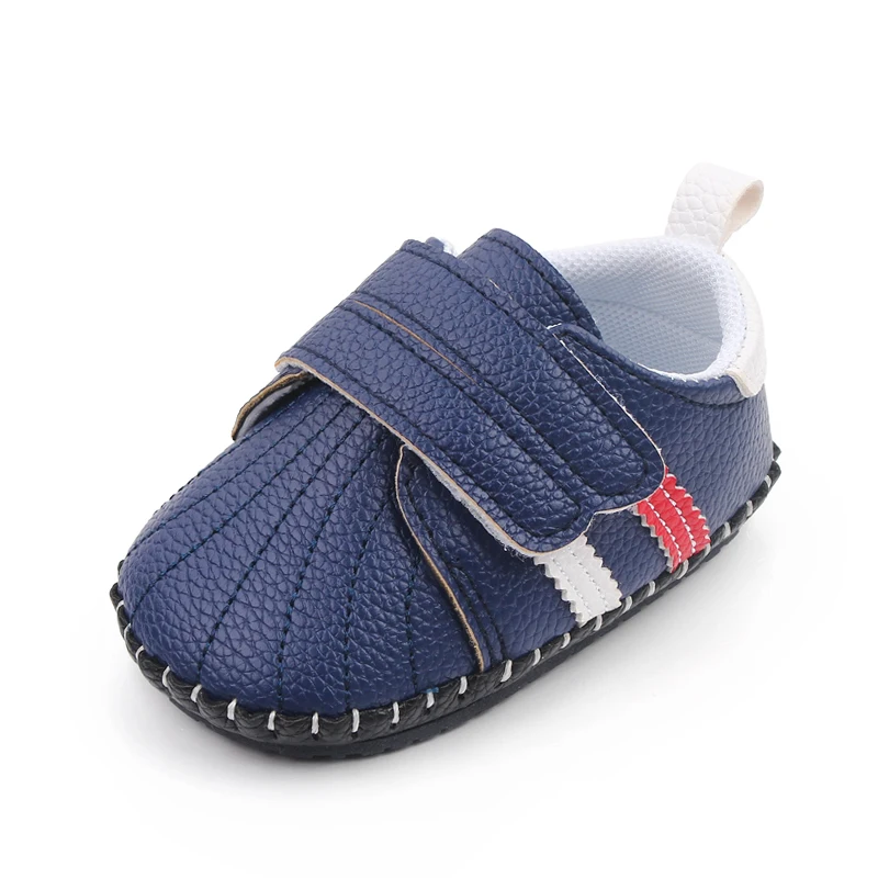 Spring and Autumn Solid Color Striped Shell Head Baby Soft Sole Small White Shoes for Walking details
