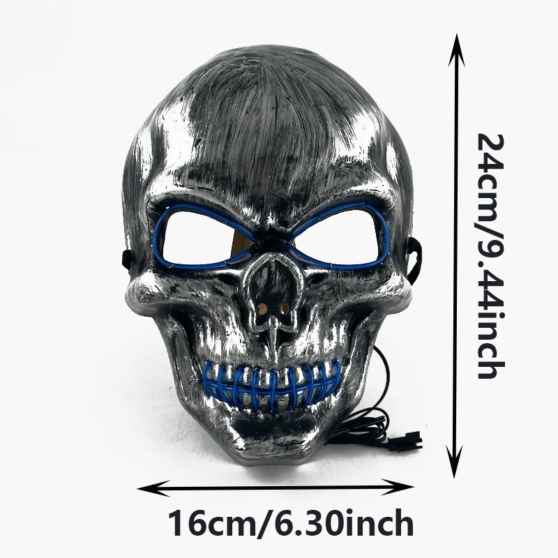 Wholesale Skull Full Face Mask Halloween Cosplay Horror Luminous LED Mask 10 Single Color for Choice Party Glow Mask