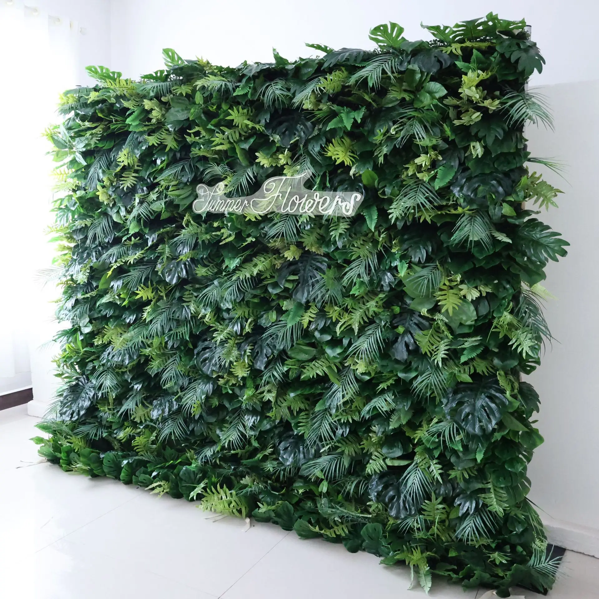 Hot Sale Customized Hedge Fence Foliage Flower Panel Low MOQ Artificial  Leaf Fake Plants for Vertical Garden Plastic Green Wall, image size:1920x1920
