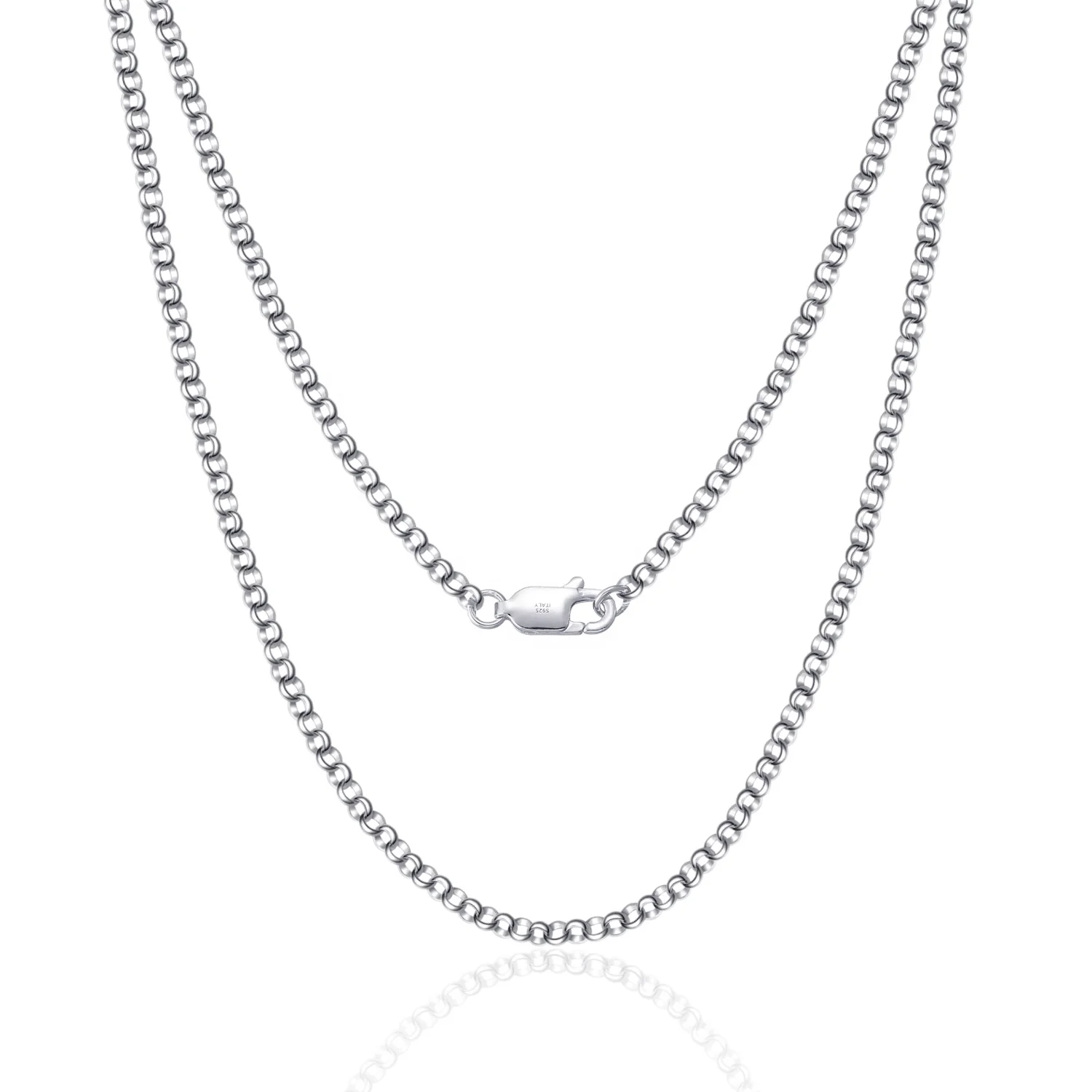 925 Sterling Silver Chain 20 In 4mm Rolo Belcher Chain Necklace - 925 Sterling Silver, Various Lengths 16" To 30" 24 In Silver Chain - Foto 6
