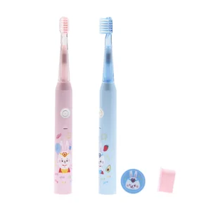 Lovely Kids Cartoon Electric Toothbrush with Light Cute Round Cap Hot Selling New Child Electronic Brash OEM