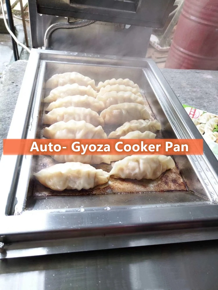 Auto automatic gas electric japan fried gyoza cooker dumpling pan fried fryer grill stir frying cooking griddle cooker machine