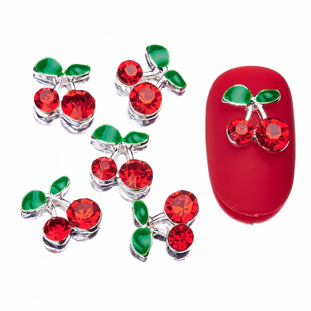  WEILUSI 60 Pcs 3D Nail Rhinestones-Cherry Nail Charms