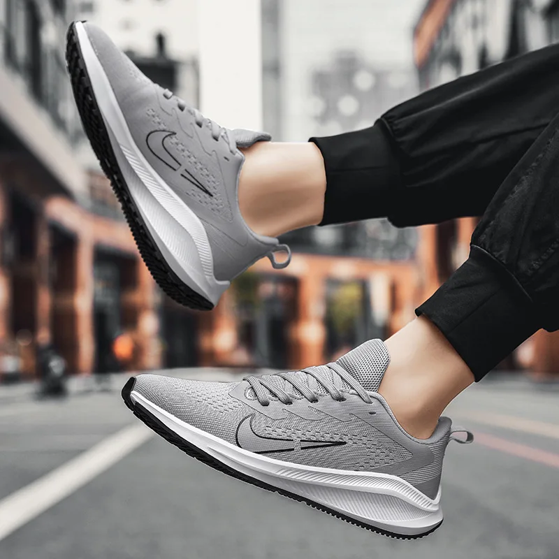 High Quality Grey Sports Men's Fashion Sneakers Custom Running Shoes