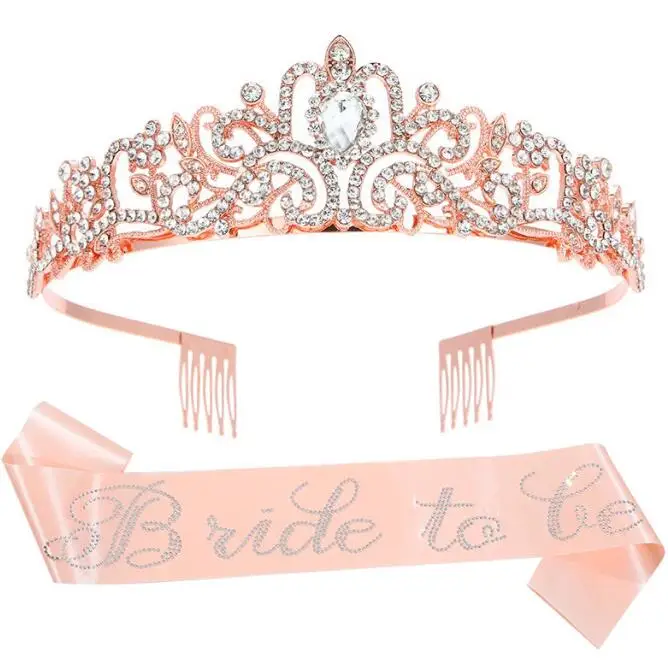 Со словом «Невеста» пояс из хрустального сплава с тиарой для девочек на день рождения и поясом