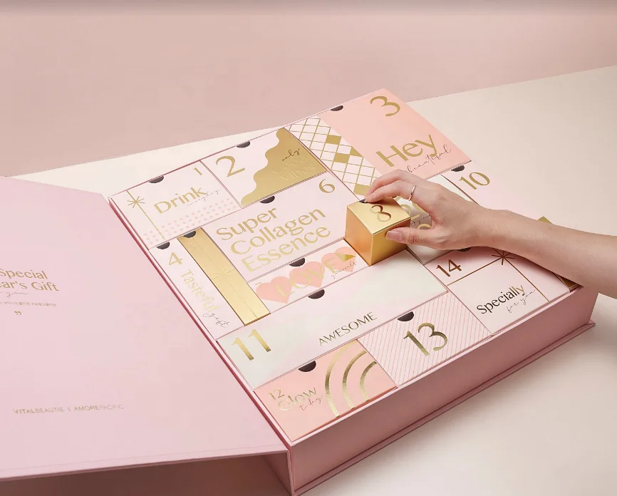 Customized ProductCustom Advent Calendar Empty Luxury Cardboard Paper Gift Beauty Cosmetic Packaging Countdown Advent