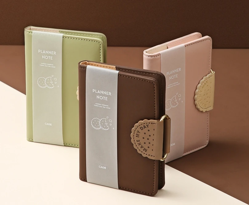 Wholesale A7 Biscuit Design  PU Notebook Magnetic Closure Notepad Detachable Small Pocket Book