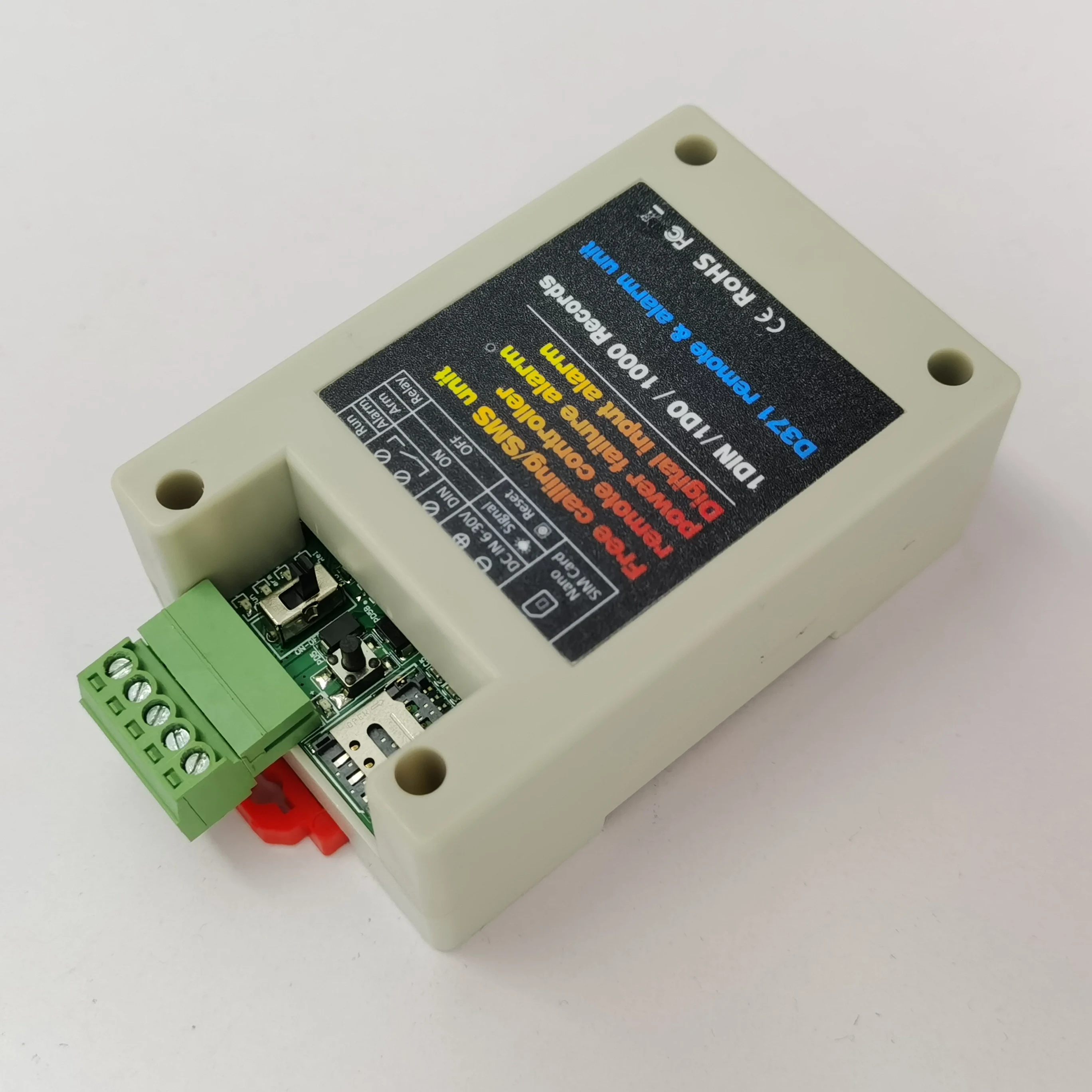 Free Calling Sms Unit Remote Controller Power Failure Alarm Digital Input Alarm 1 DIN/1DO/1000 Records D371 2G