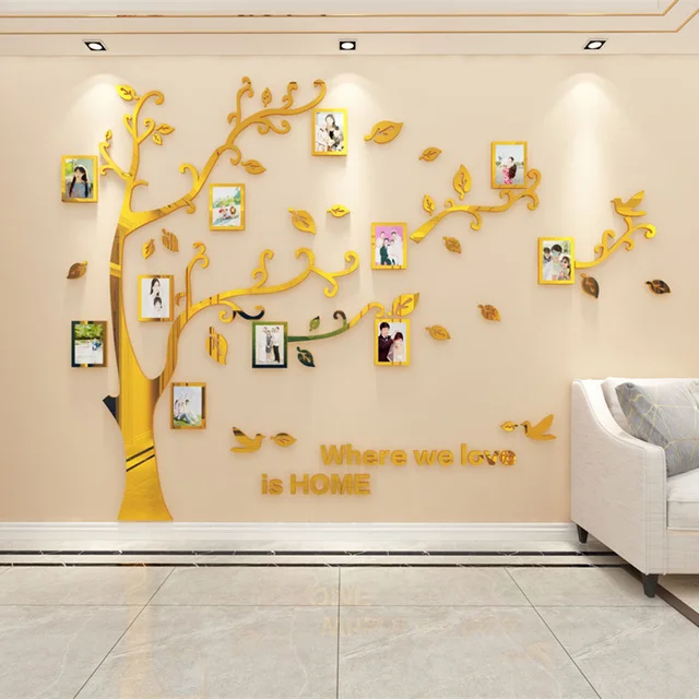 Family Tree Wall Home Decor Picture Removable 3D DIY Acrylic Sticker Living  Room