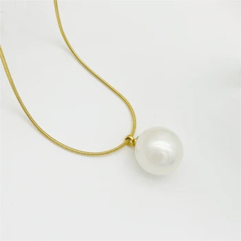 Customization Imitation Jewelry Tarnish Free Stainless Steel Women 18k Gold Filled Kalung Titanium Personality Pearl Necklace