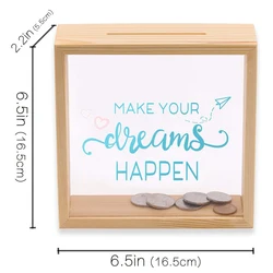 Копилка для хранения монет и денег взрослых декоративная коробка теней копилка с натуральной деревянной рамкой прозрачными стеклянными окошками