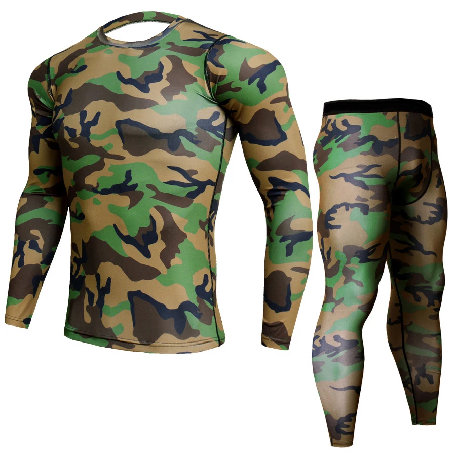 Hot Sale Men Women Long Sleeve Shirts And Leggings Set Custom Logo Compression Gym Fitness Rash Guard