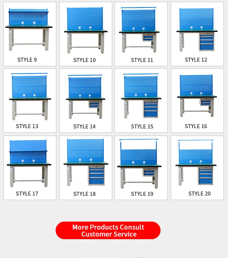 Steel frame metal workbench with drawers manufacture