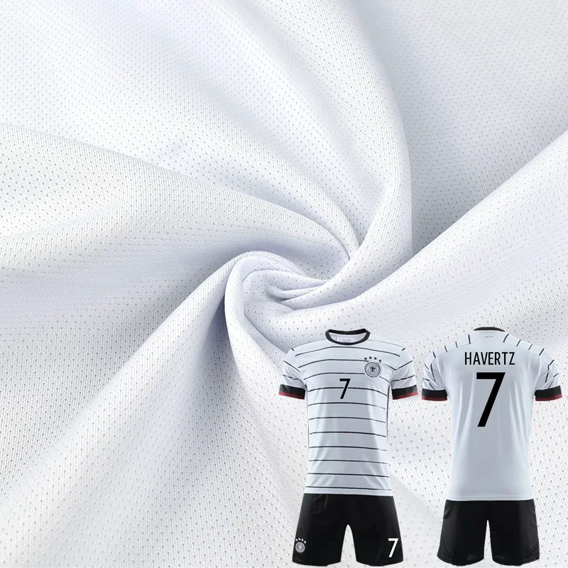 European Cup Germany Team Polyester Wicking White Color Sublimation Soccer Jersey Fabric For Football Shirt Sports Uniforms Set