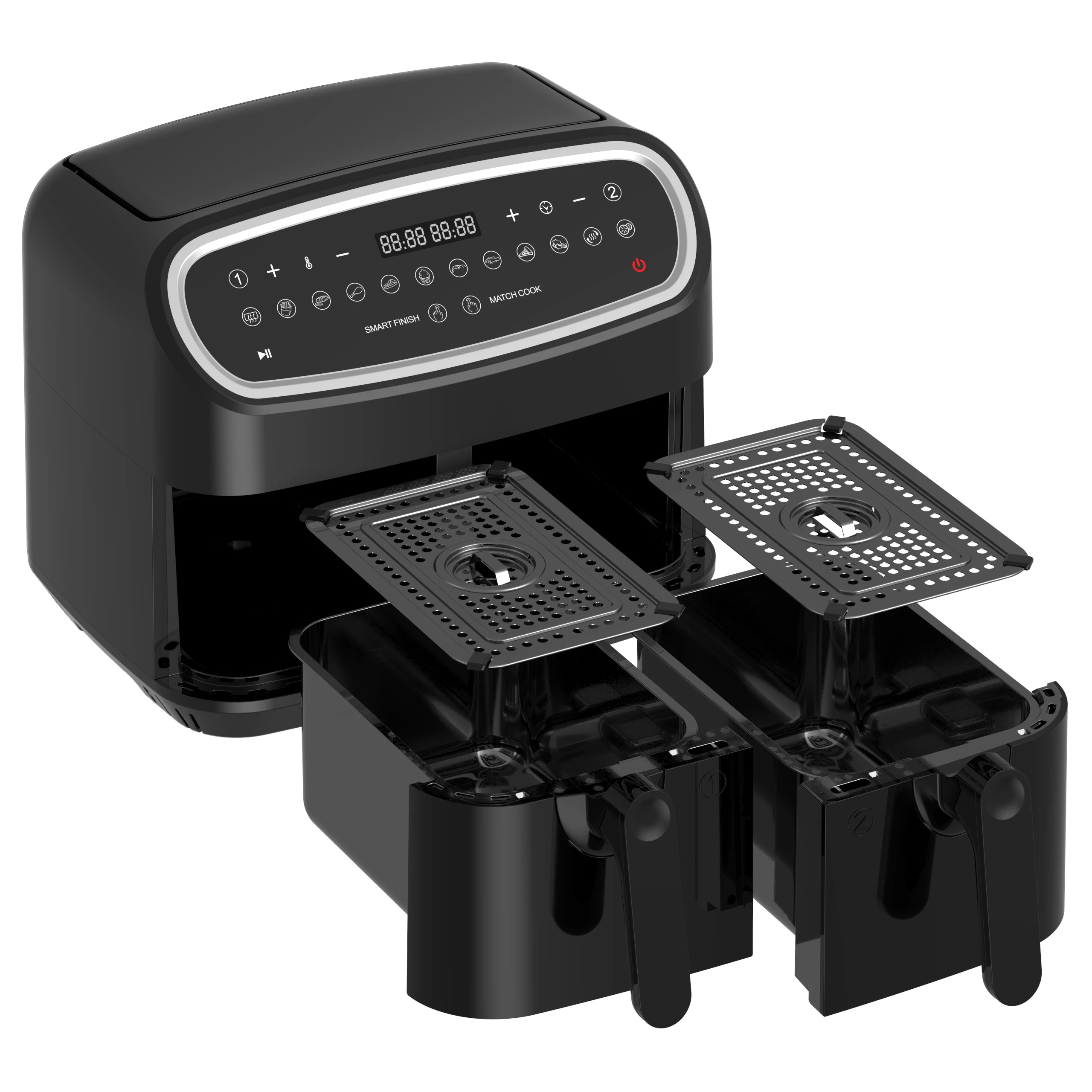 9l Dual Basket Air Fryer With 10 Presets Two Zone Technology