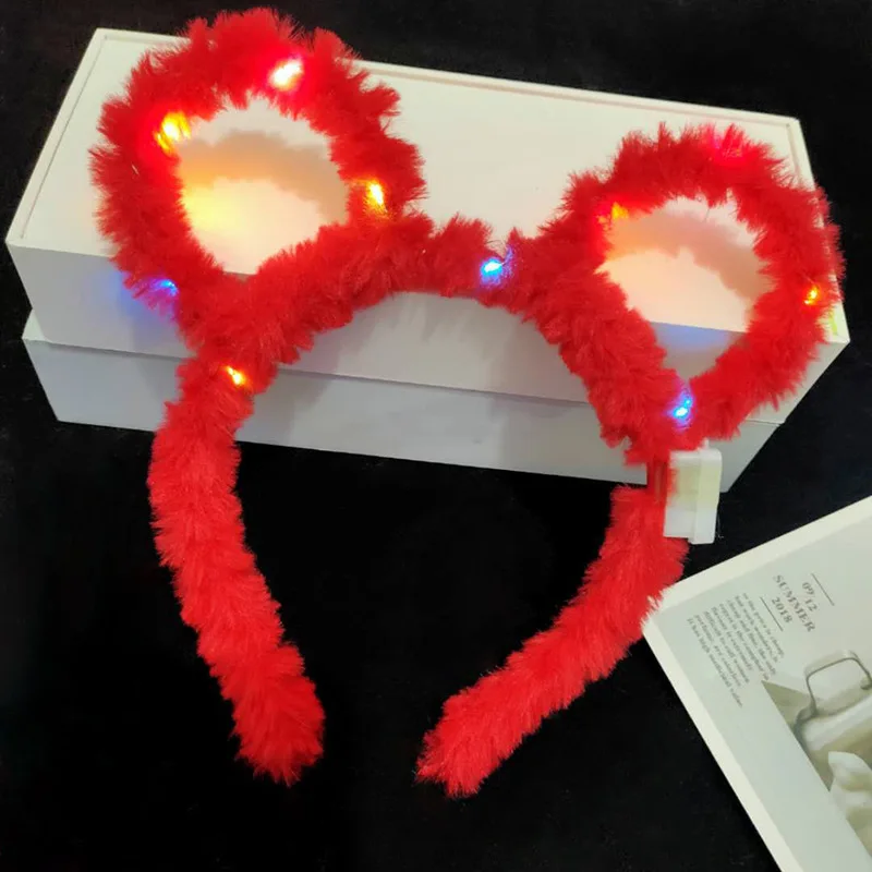 New Cute Children Girl Glowing Plush Hairband Wholesale Cat Ear Led