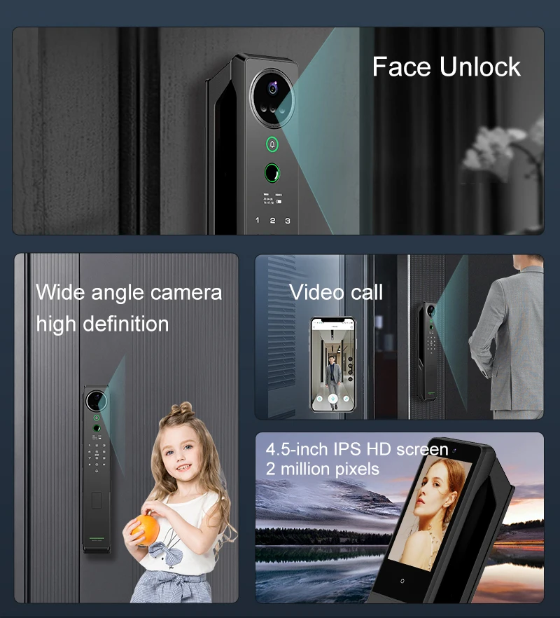 Heavyweight intelligent facial recognition lock Tuya Smart visual intercom