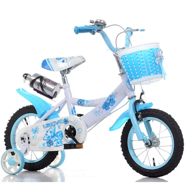 おしゃれな青とピンクの女の子用自転車、格安12インチ、3歳から8歳向け