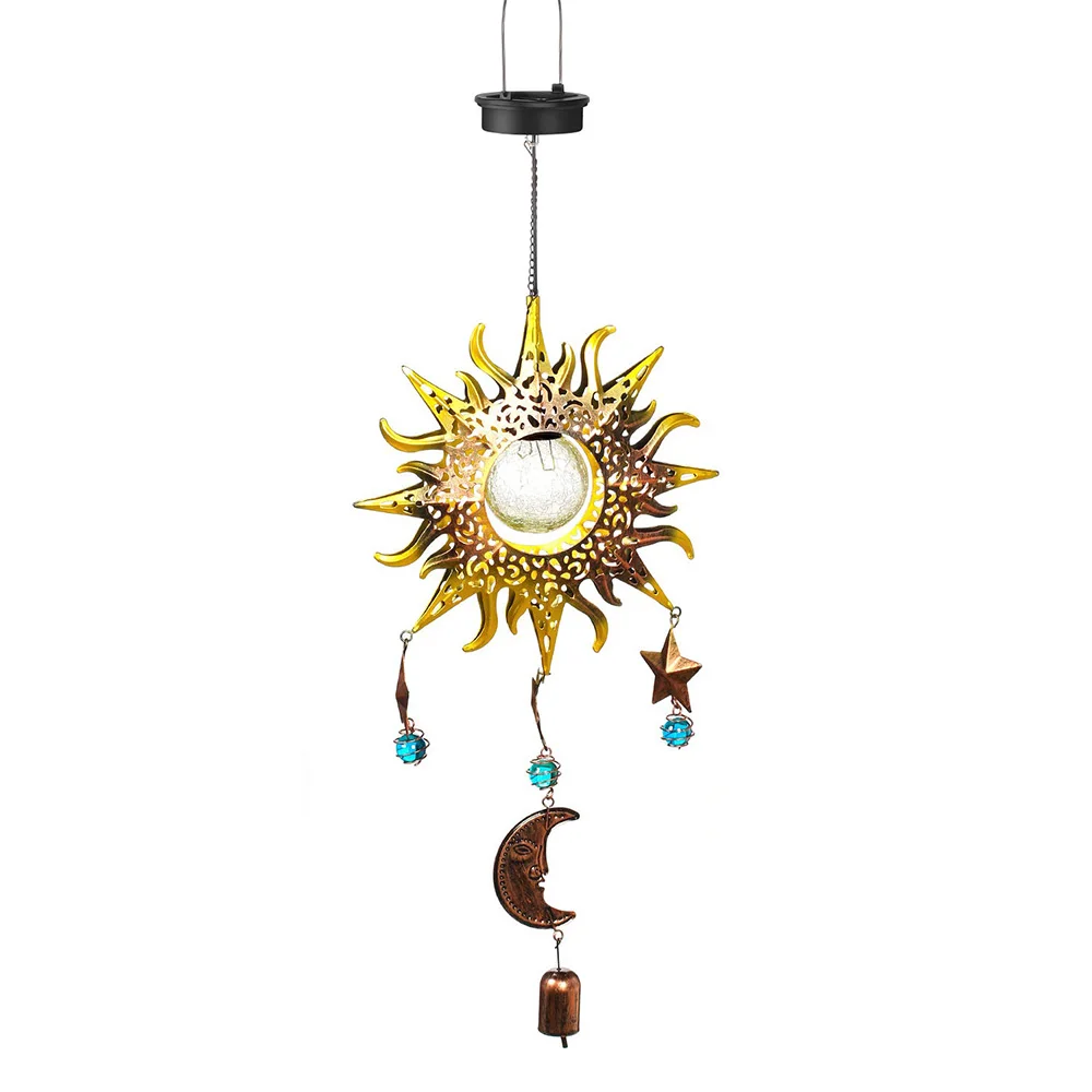 Solar  Lights Hanging Sun Star & Moon Sun Star Wind Chime