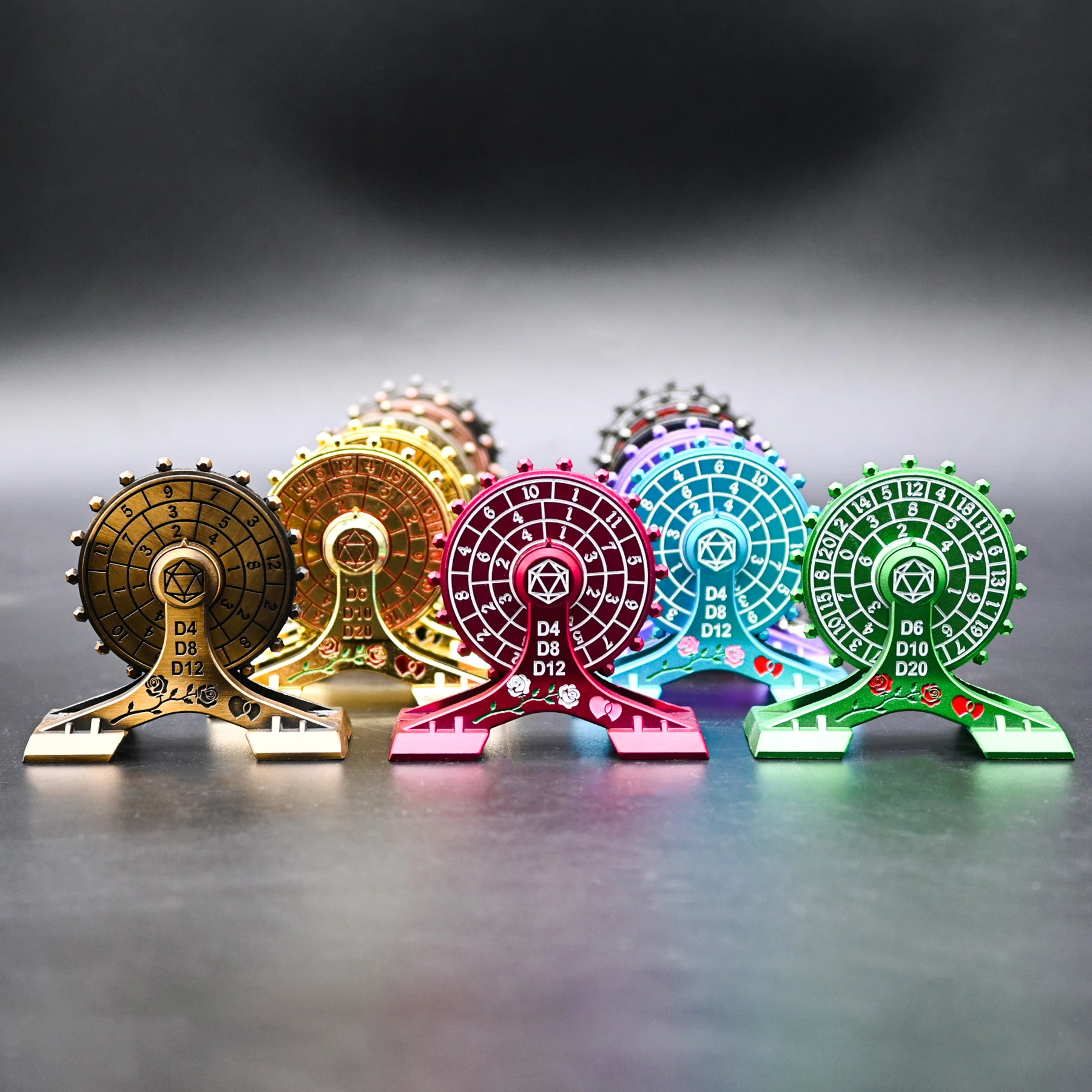 Dreamy Sky Swirling Ferris  7-in-1 Gyro Spinner Rotating Pink Roulette DND Dice for Board Game