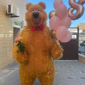 MOQ 1 PCS 2.6M Giant Full Body Inflatable Bear Mascot Adult Walkable Blow Up Suit Stage Wear Character Dress for Entertainment