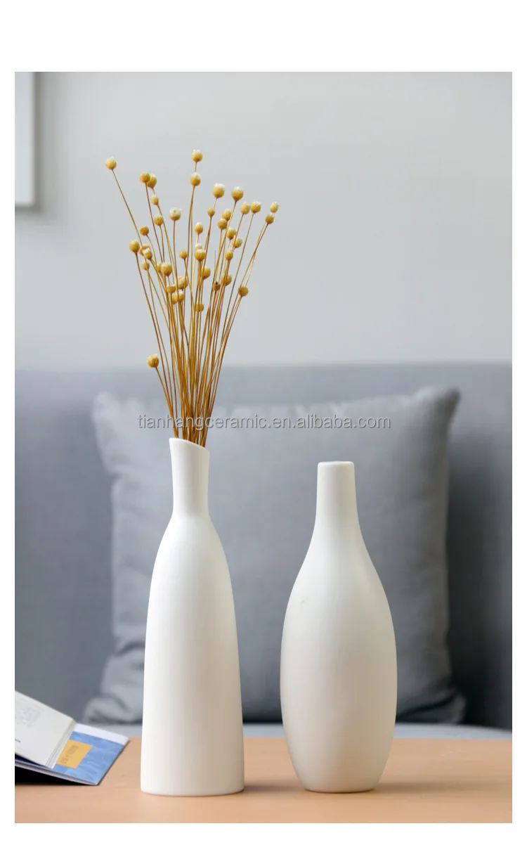 Unique design porcelain modern Dried flower accessories white ceramic vases for home decor hotel living room table top ornaments.jpg