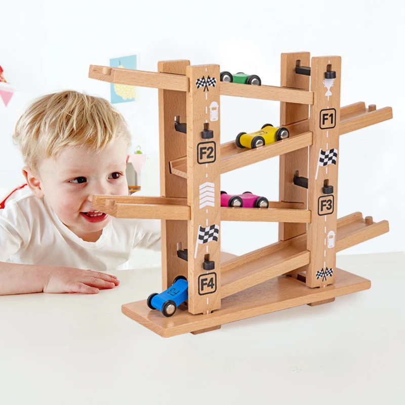 Pista da pista per rampa di vibrazione fai-da-te in legno educativo  multifunzionale con piccole auto giocattoli per bambini