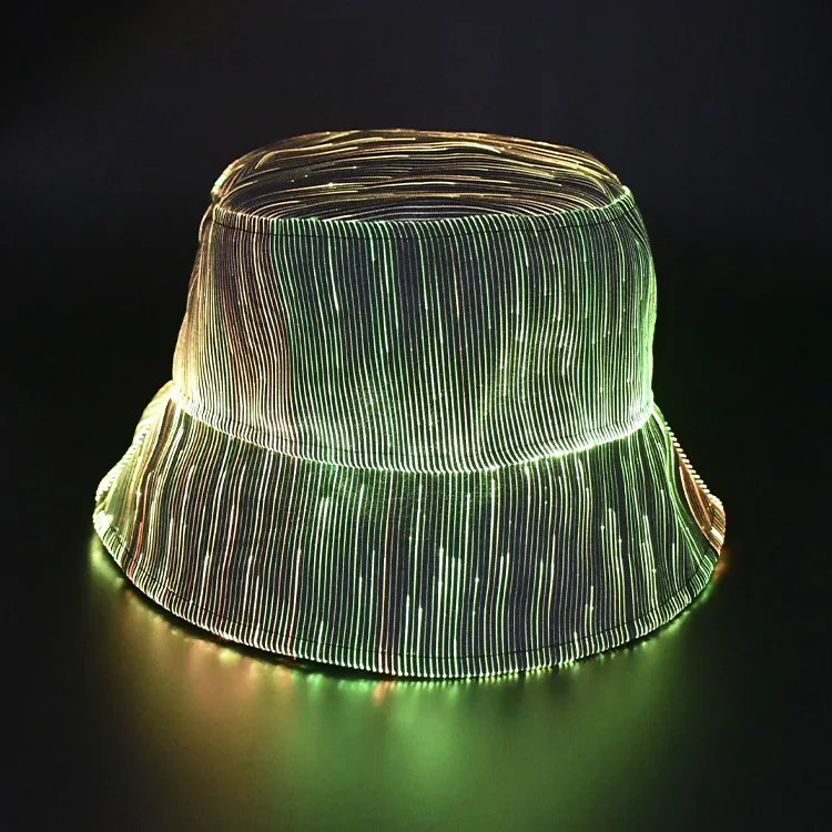 LED Rave Bucket Hat Light up Fisherman Cap 7 Colors Glow in 
