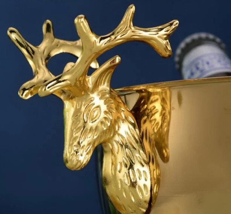 Gold Stag Head Wine Cooler Ice Bucket