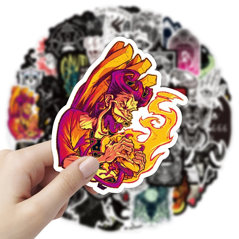 50pcs high quality cool demon custom waterproof vinyl PVC graffiti sticker packs for luggage scooter cup notebook laptop