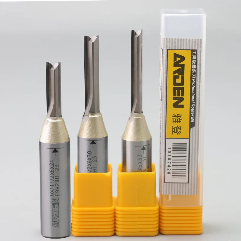 Arden CNC Router Bit TCT Carbide Milling Cutter 2 Flute Straight Bit for MDF Wood Router Bits 1/2 1/4 Shank Wood Cutting Tools
