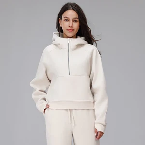 Custom Fitness Quick Dry Sweatshirt Women Active Wear Zip up Zipper Pullover Hoodie Long Sleeve Yoga Loose Workout Sports Top